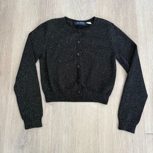 The Childrens Place Kids Girls Cardigan Medium Black Brown Gold Sparkle Tinsel